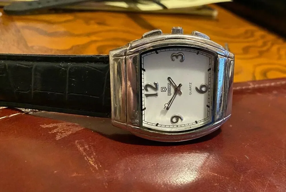 Men's 40mm QBOS Limited Edition Watch, Silver Tone, Black Band